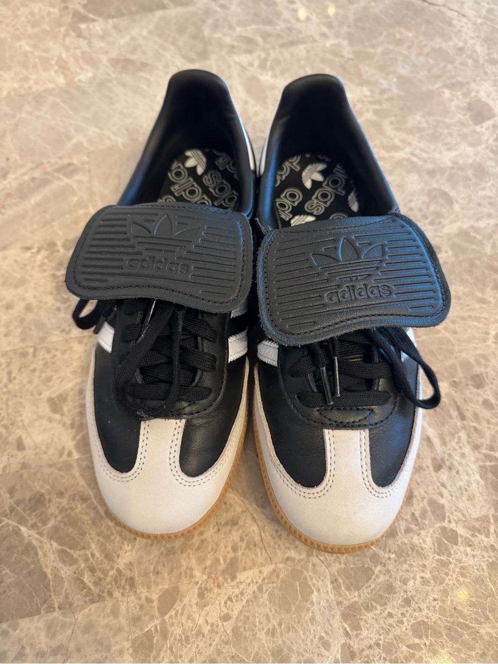 adidas Samba Long Tongue Shoes Core Black White Cloud Gold Metallic M 6.5/W 7.5